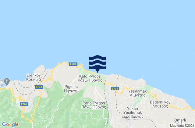 Mapa de mareas Káto Pýrgos, Cyprus
