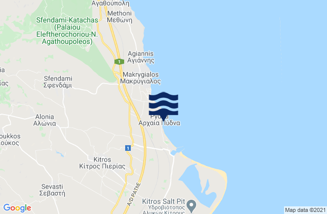 Mapa de mareas Kítros, Greece