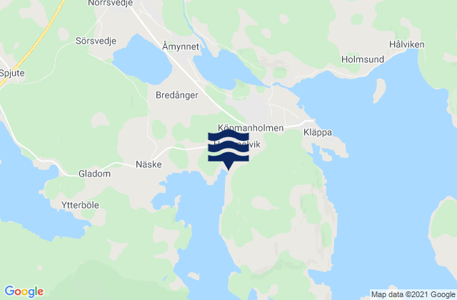 Mapa de mareas Köpmanholmen, Sweden