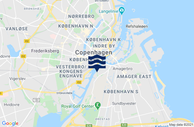 Mapa de mareas København, Denmark