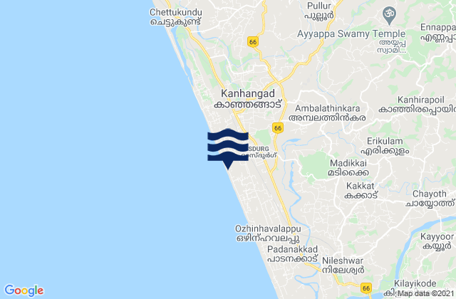 Mapa de mareas Kānnangād, India