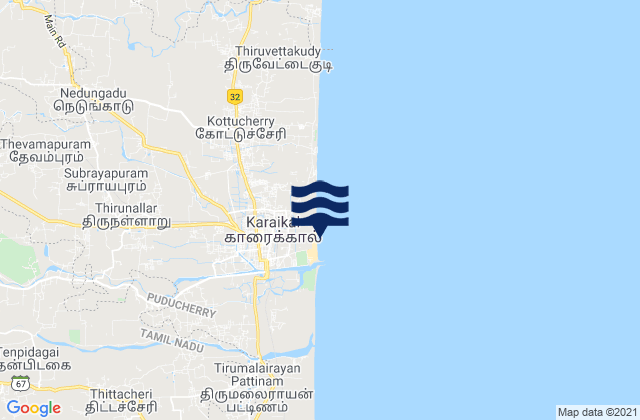 Mapa de mareas Kāraikāl, India
