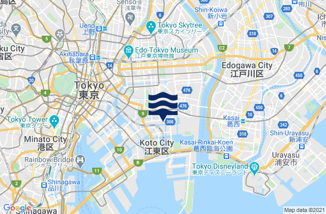 Mapa de mareas Kōtō-ku, Japan