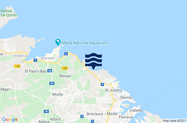 Mapa de mareas L-Iklin, Malta