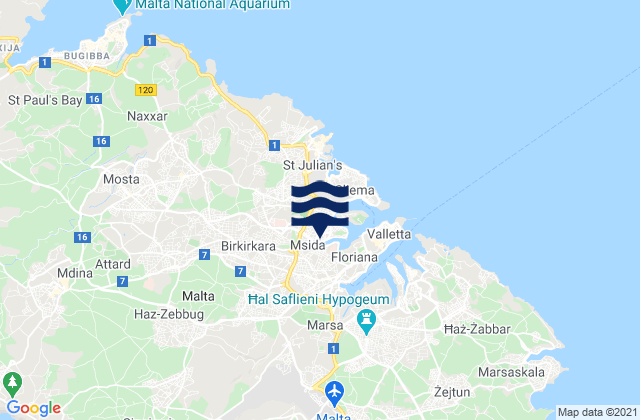 Mapa de mareas L-Imsida, Malta