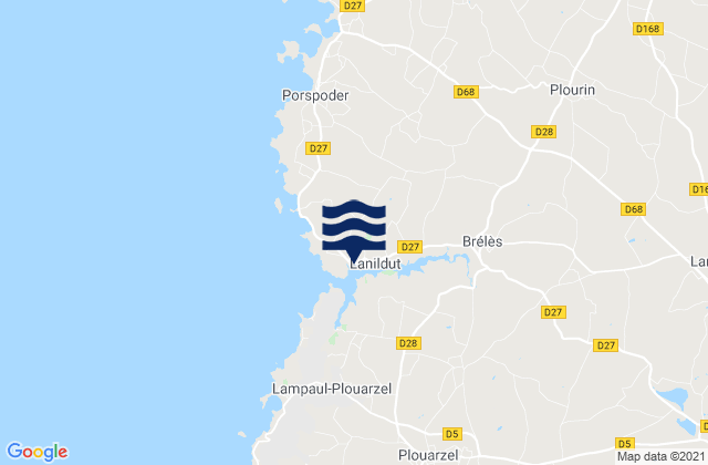 Mapa de mareas L'Aber Ildut, France