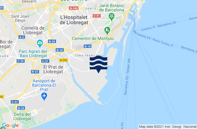 Mapa de mareas L'Hospitalet de Llobregat, Spain