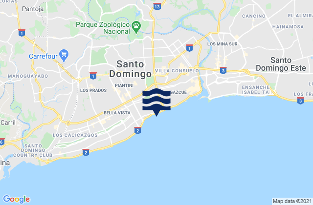Mapa de mareas La Agustina, Dominican Republic