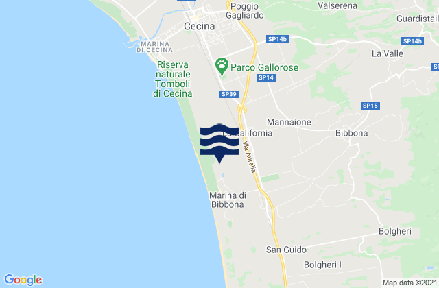 Mapa de mareas La California, Italy