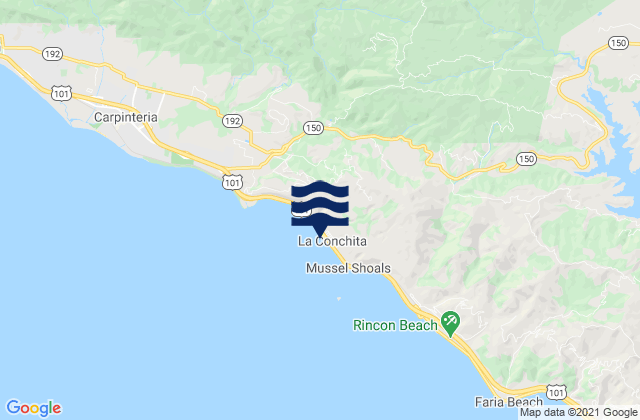 Mapa de mareas La Conchita Beach, United States