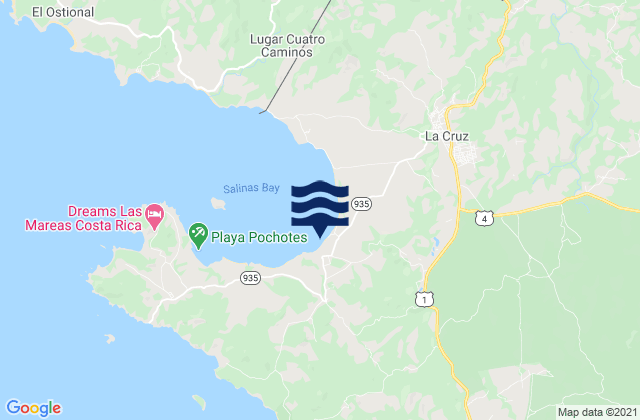 Mapa de mareas La Cruz, Costa Rica