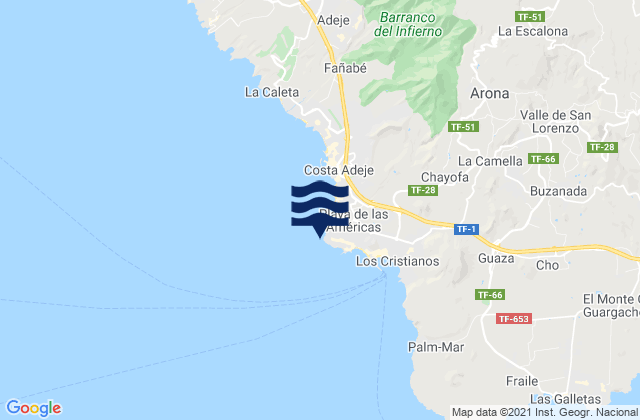 Mapa de mareas La Fitenia, Spain