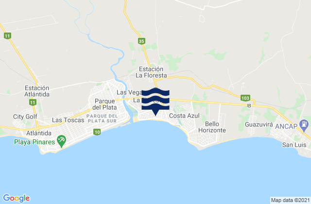 Mapa de mareas La Floresta, Uruguay