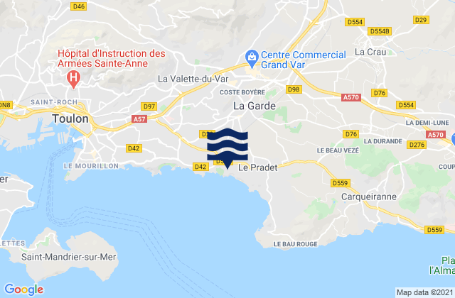 Mapa de mareas La Garde, France