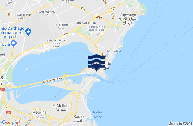 Mapa de mareas La Goulette, Tunisia