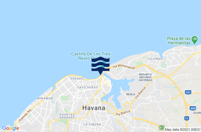 Mapa de mareas La Habana Vieja, Cuba