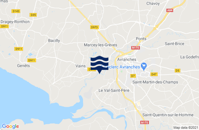Mapa de mareas La Haye-Pesnel, France