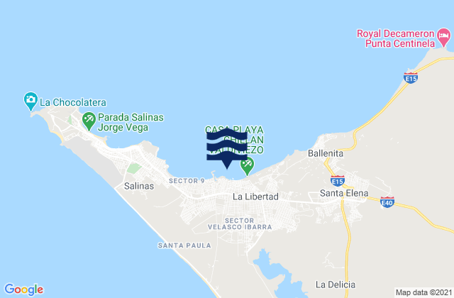 Mapa de mareas La Libertad Bahia De Santa Elena, Ecuador