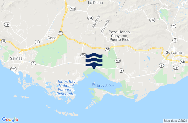 Mapa de mareas La Plena, Puerto Rico