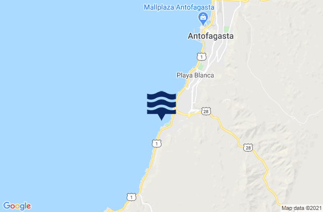 Mapa de mareas La Puntilla (Antofagasta), Chile