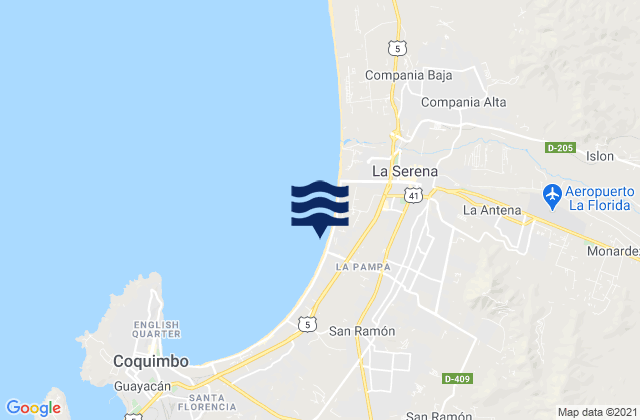 Mapa de mareas La Sarena (Avenida del Mar), Chile