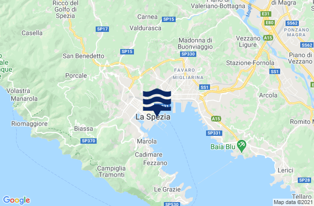 Mapa de mareas La Spezia, Italy