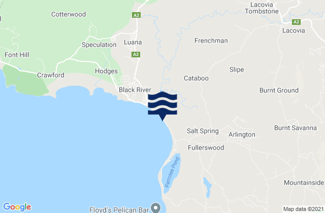 Mapa de mareas Lacovia, Jamaica