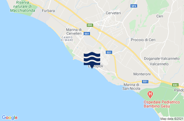 Mapa de mareas Ladispoli, Italy