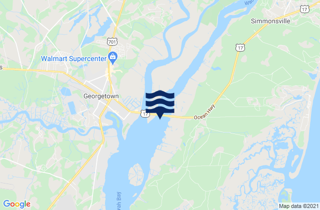 Mapa de mareas Lafayette swing bridge Waccamaw River, United States