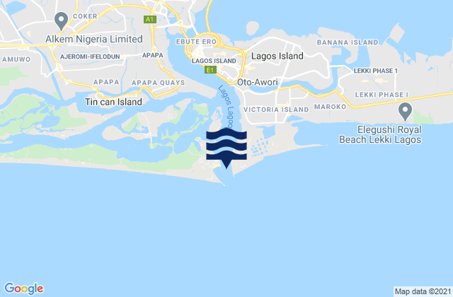 Mapa de mareas Lagos Bar, Nigeria