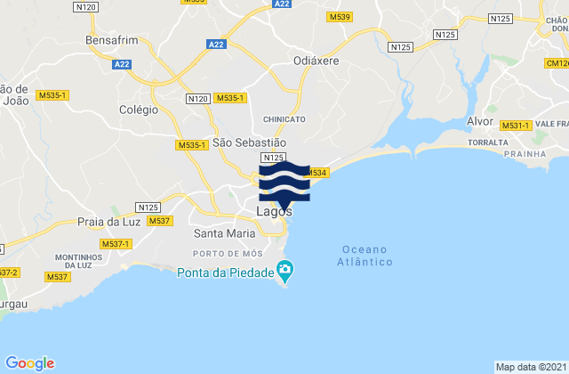 Mapa de mareas Lagos, Portugal