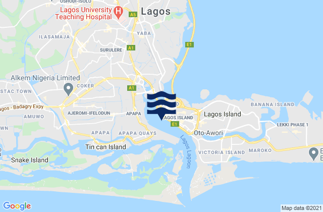Mapa de mareas Lagos Lagos River, Nigeria