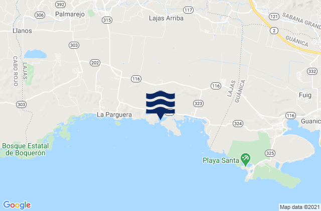 Mapa de mareas Lajas Arriba Barrio, Puerto Rico