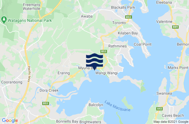Mapa de mareas Lake Macquarie Shire, Australia