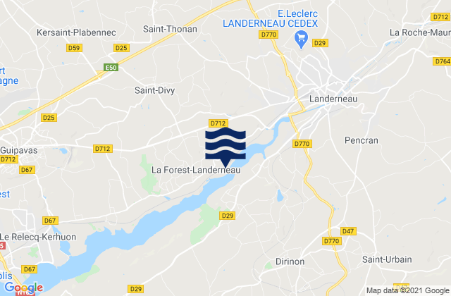 Mapa de mareas Landerneau, France