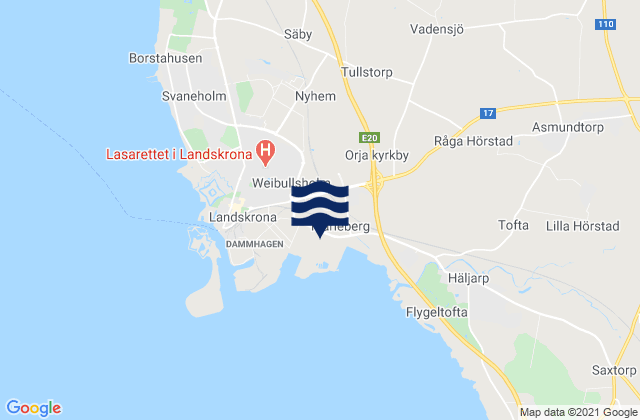 Mapa de mareas Landskrona, Sweden