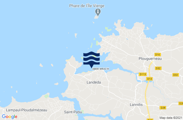 Mapa de mareas Landéda, France