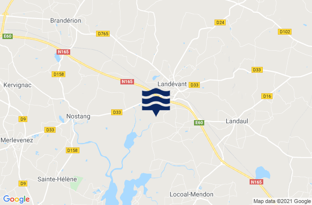 Mapa de mareas Landévant, France