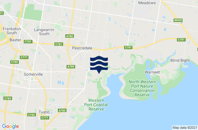 Mapa de mareas Langwarrin South, Australia