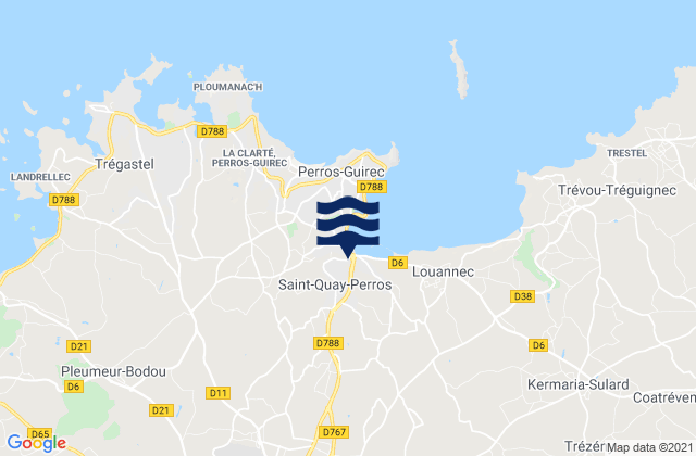 Mapa de mareas Lannion, France