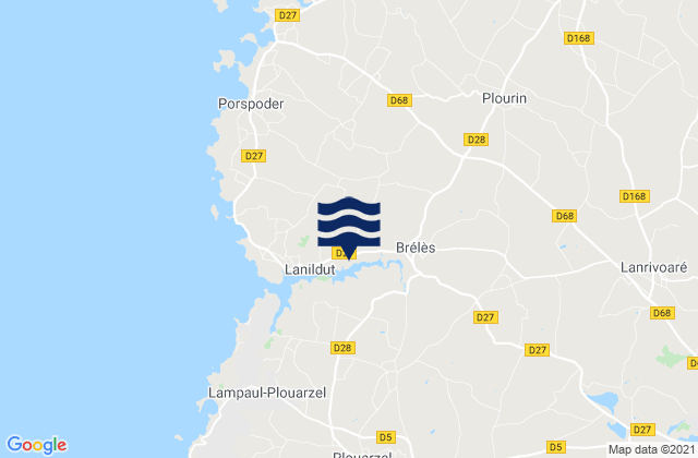 Mapa de mareas Lanrivoaré, France