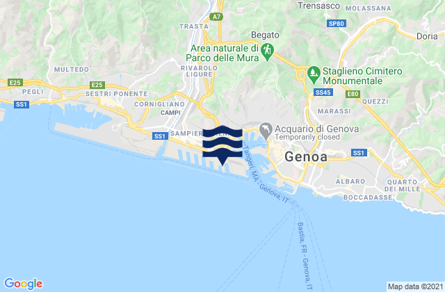 Mapa de mareas Lanterna, Italy