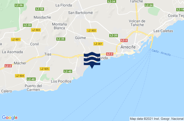 Mapa de mareas Lanzarote, Spain