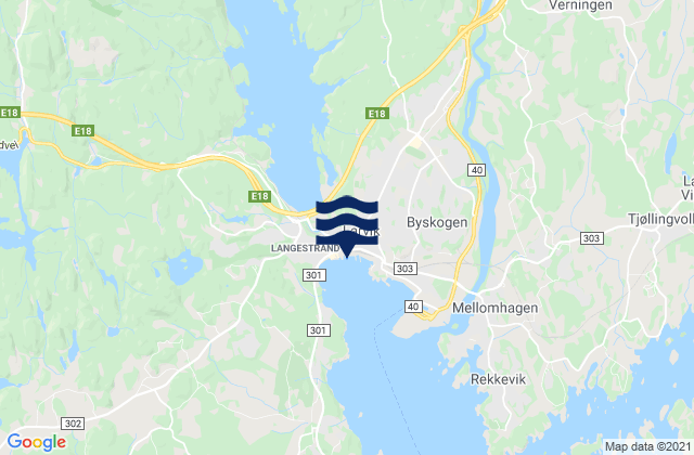 Mapa de mareas Larvik, Norway
