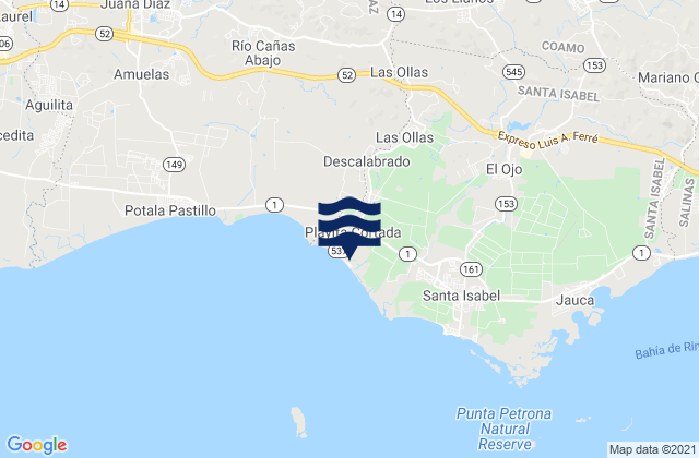 Mapa de mareas Las Ollas, Puerto Rico
