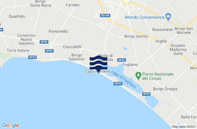 Mapa de mareas Latina, Italy