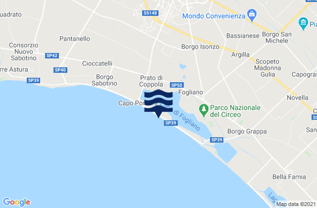 Mapa de mareas Latina Scalo, Italy