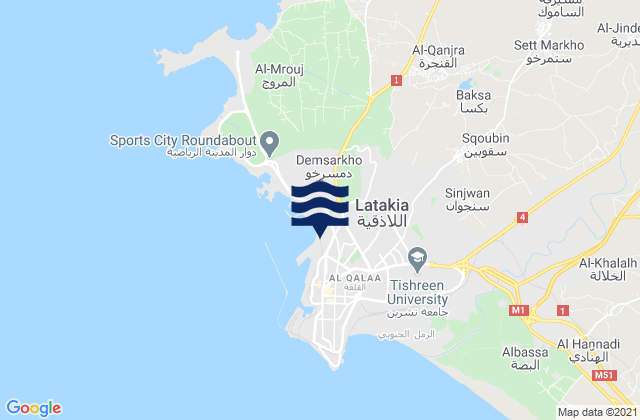Mapa de mareas Lattakia, Syria