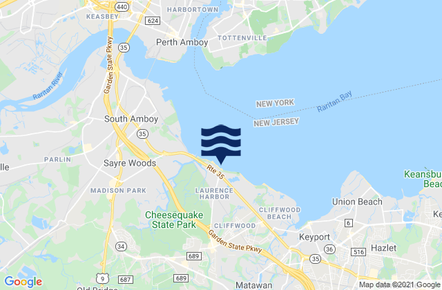 Mapa de mareas Laurence Harbor, United States