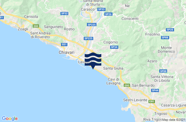 Mapa de mareas Lavagna, Italy